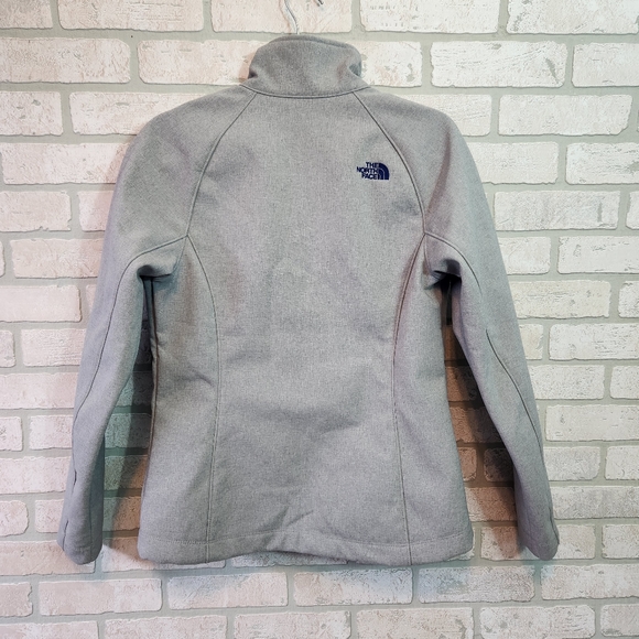 The North Face Womens Grey Jacket Full Zip Warm Navy Blue Stitching Size M  EUC - Picture 10 of 14